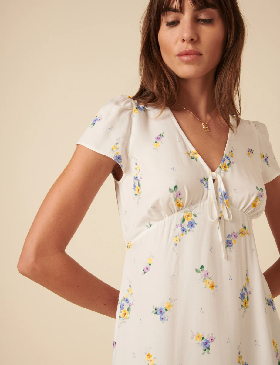 White Ditsy Floral Billie Midi Tea Dress - Image 5