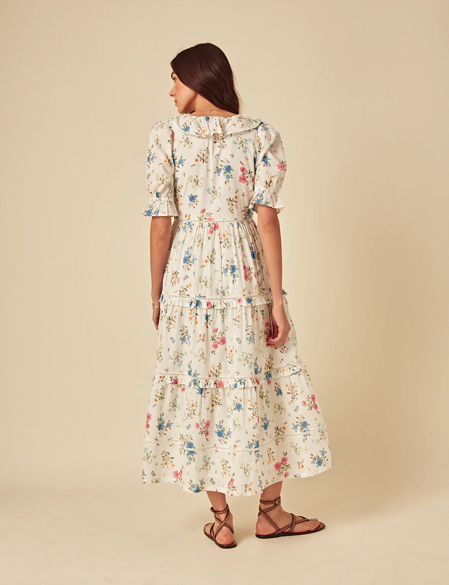 Elizabeth Scarlett White Floral Aurelia Midi Dress - Image 5