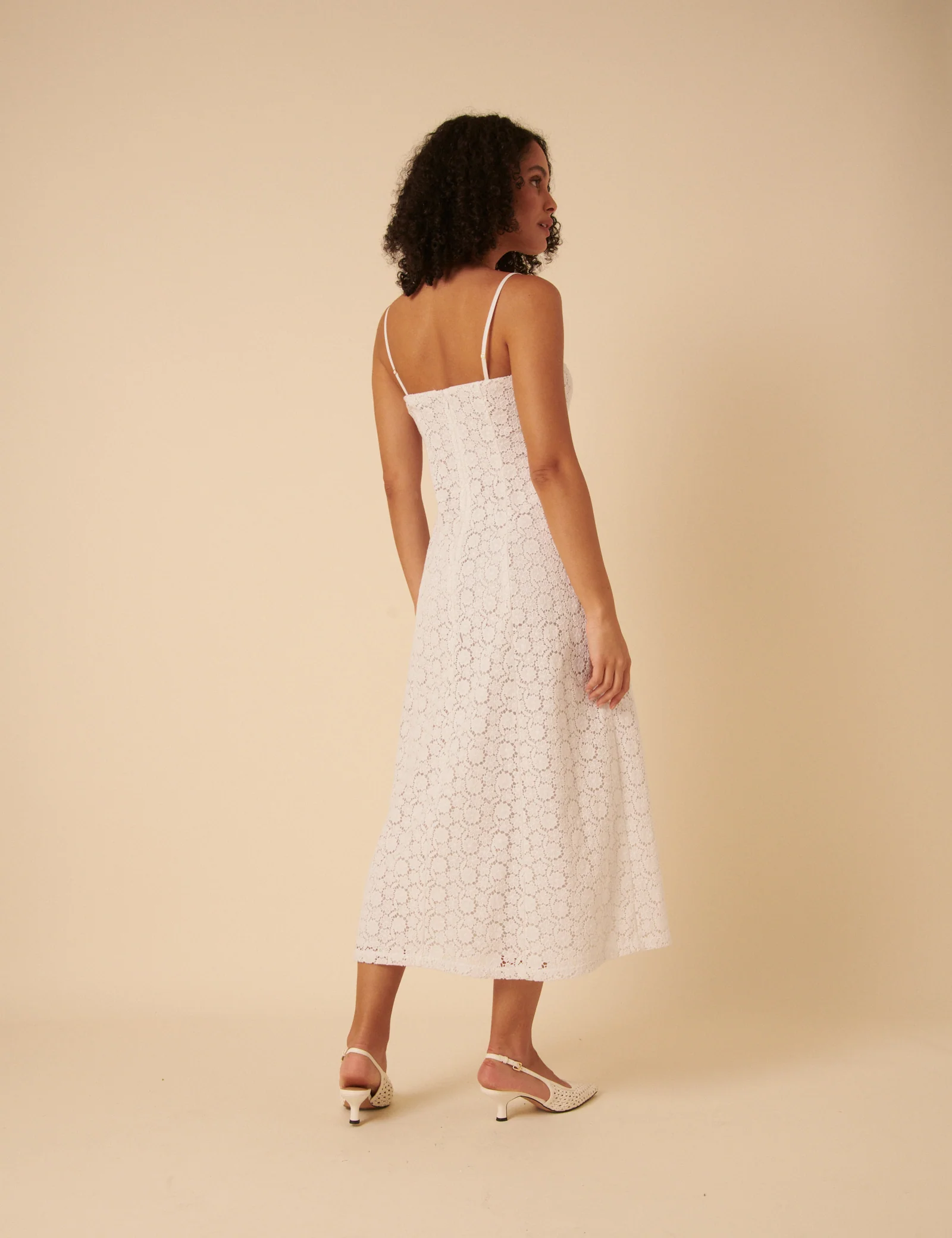 White Floral Broderie Anglaise Fern Midi Dress - Image 5