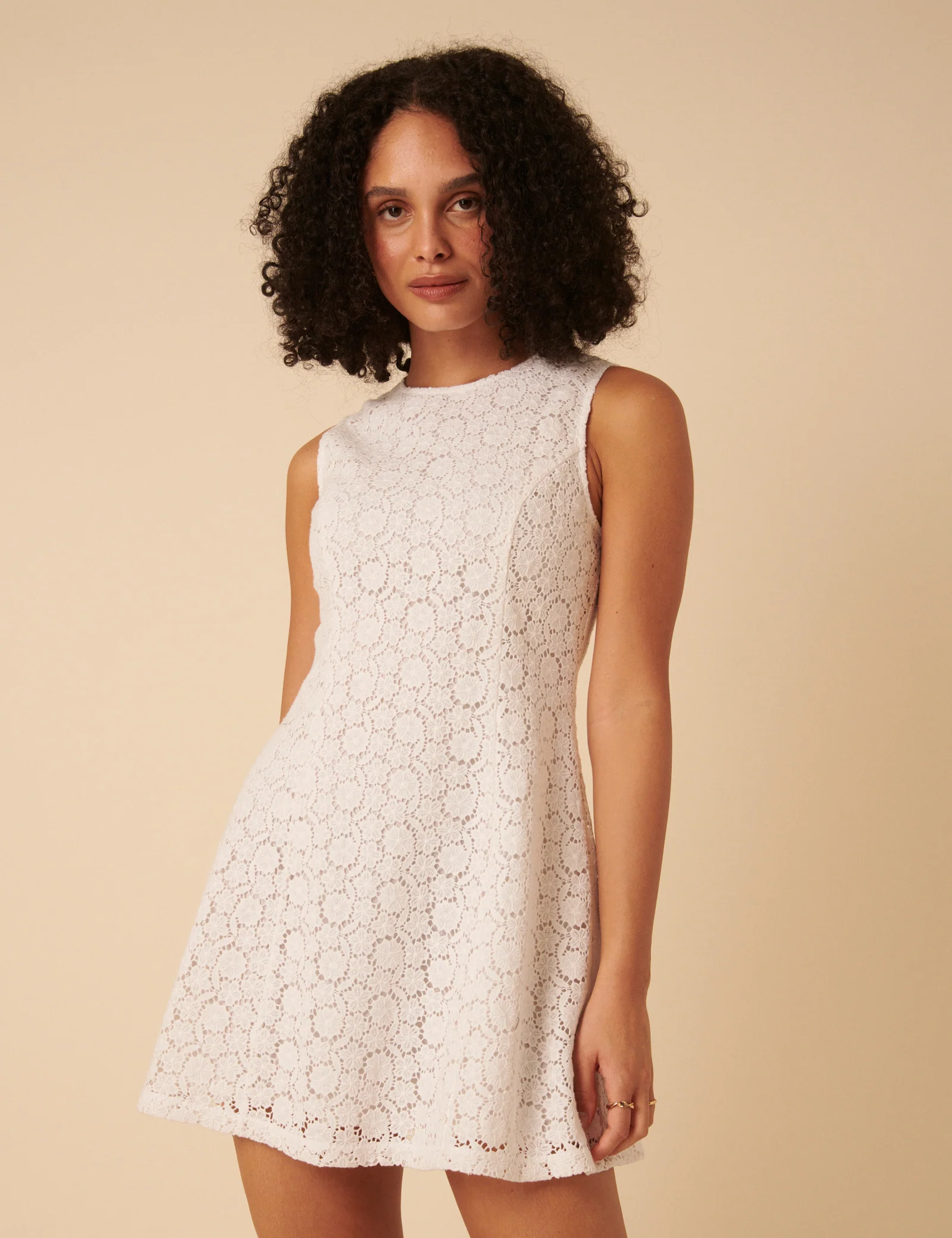 White Floral Broderie Anglaise Juno Mini Dress - Image 4