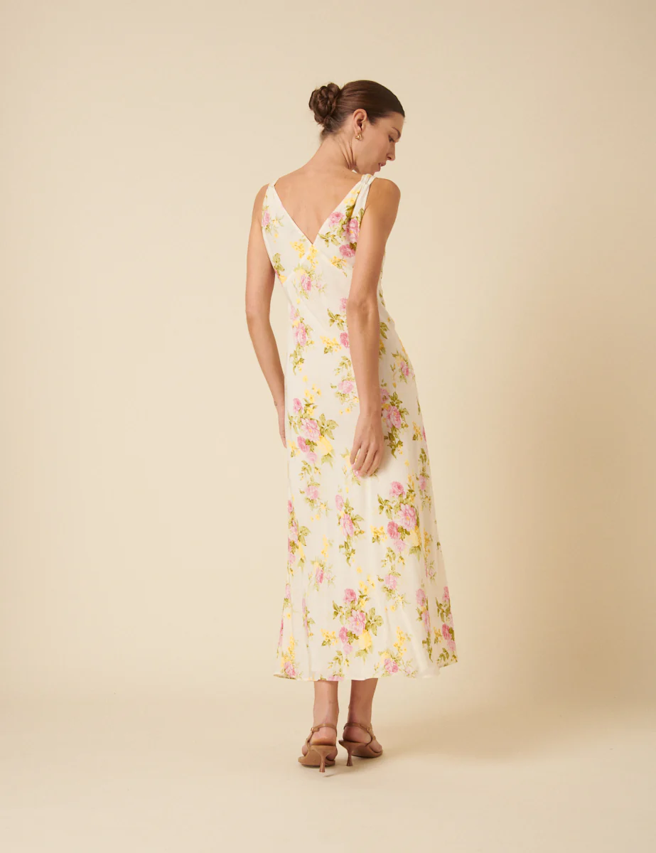 White Floral Hazel Midi Dress - Image 4
