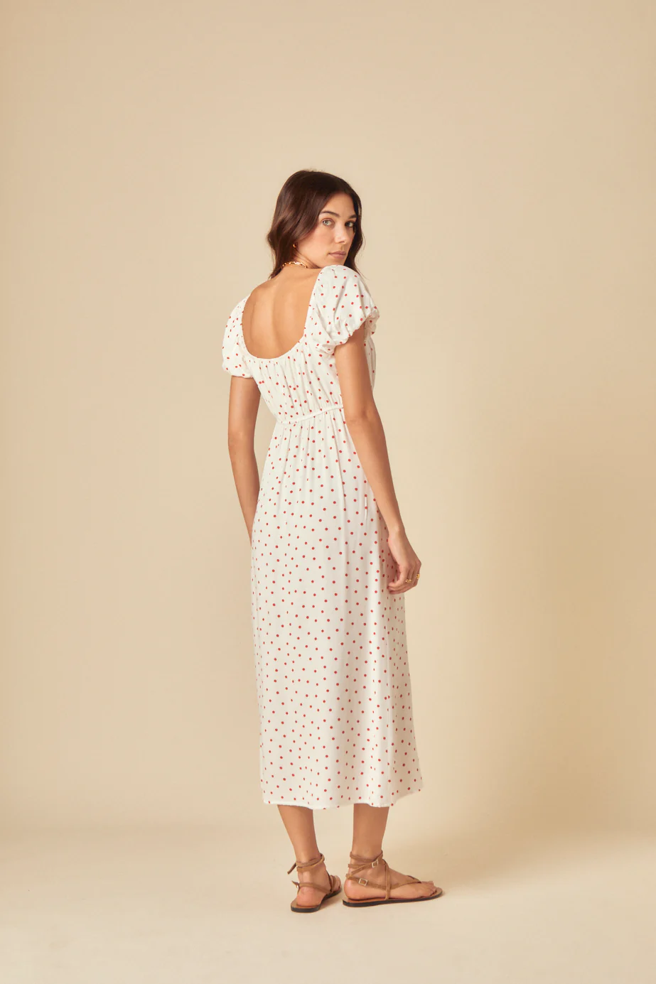 White Polka Dot Raven Midi Dress - Image 4
