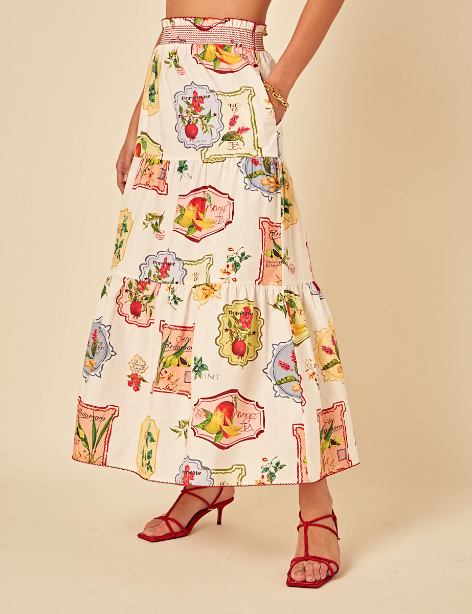 White Printed Midi Skirt - Image 2
