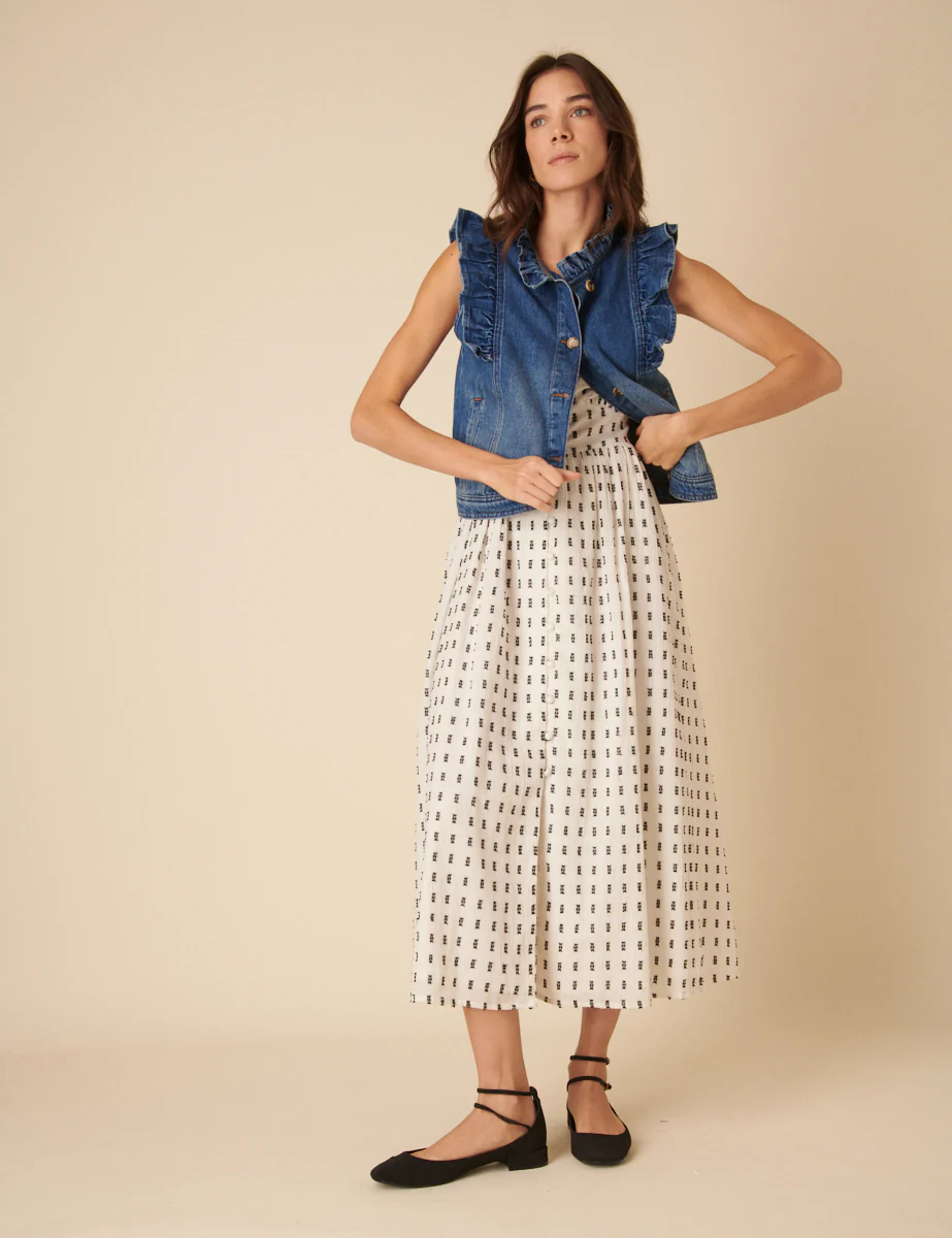 White Printed Sleeveless Flossie Midi Dress - Image 3