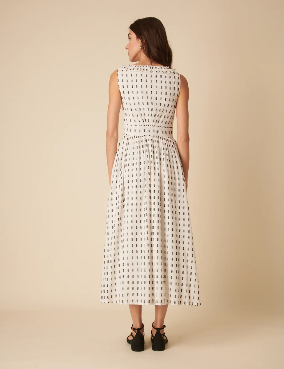 White Printed Sleeveless Flossie Midi Dress - Image 4