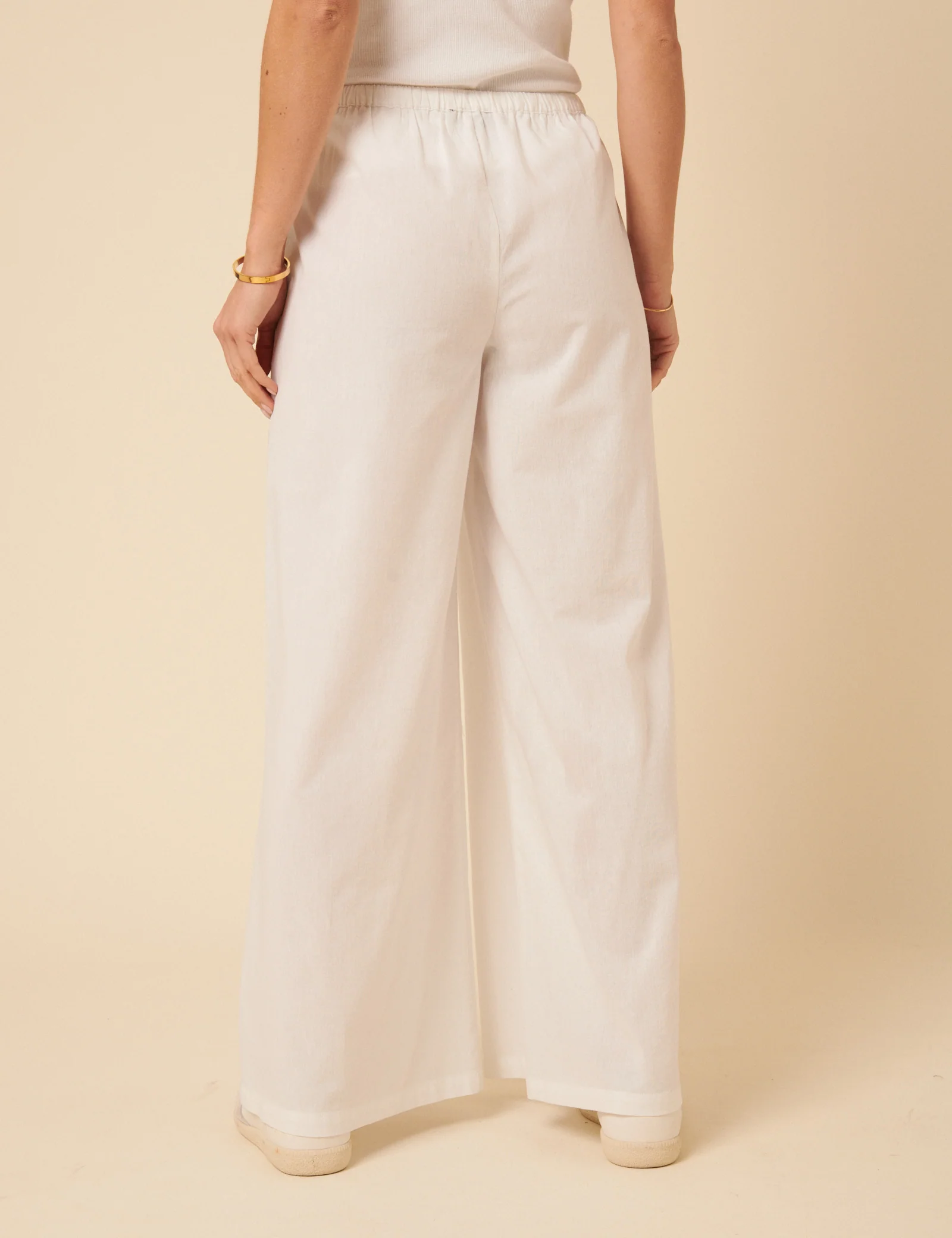 White Side Stripe Wide Leg Trousers - Image 5