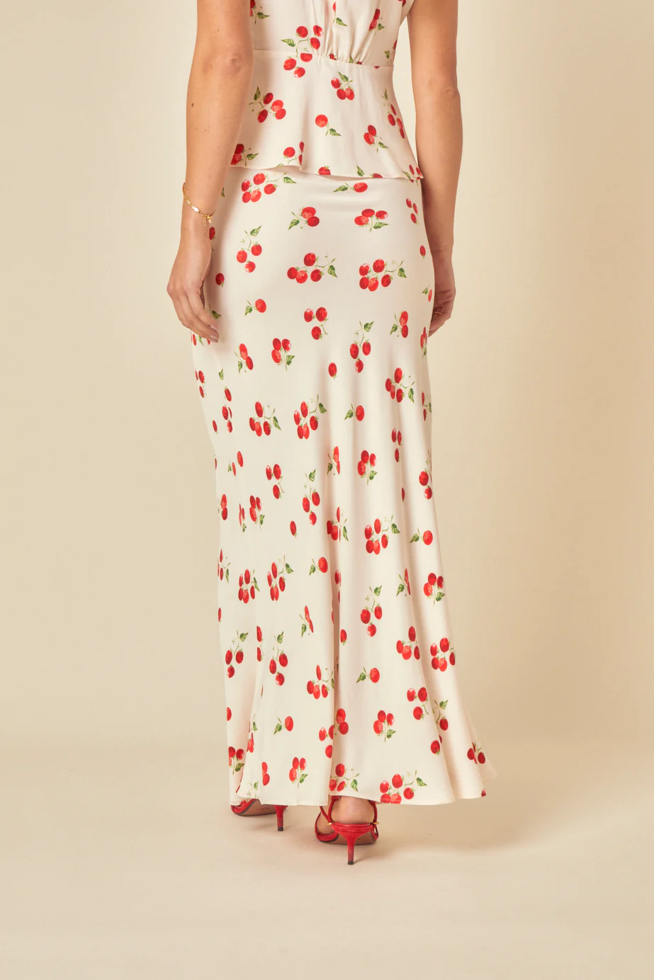 White Tomato Print Maxi Skirt - Image 5