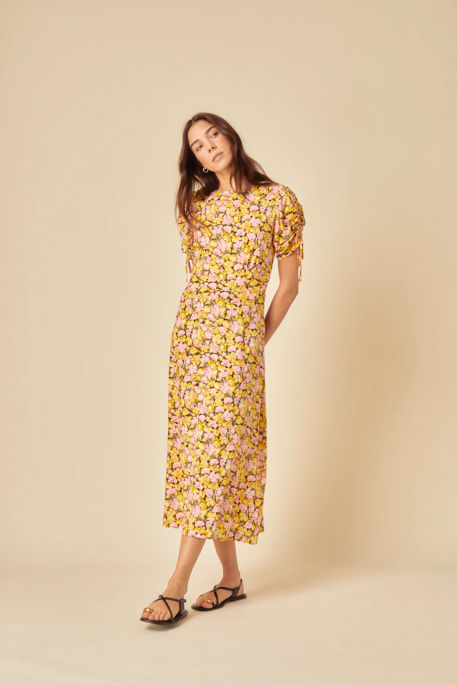 Yellow Floral Philly Midi Dress - Image 4